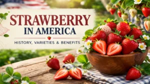Fresh ripe red strawberries growing in a field in California, the largest strawberry-producing state in the USA