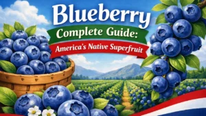 Fresh wild blueberries growing on a bush in the northeastern United States