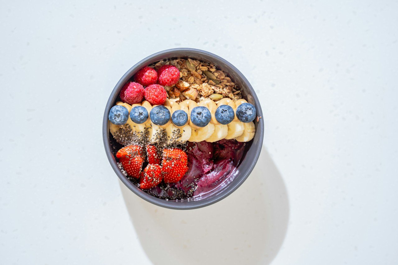 Breakfast bowl with fruit and berries